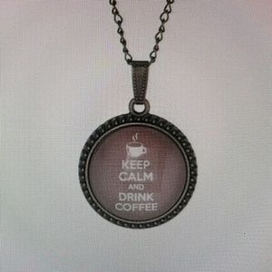 Goldtone "Keep Calm & Drink Coffee" Necklace